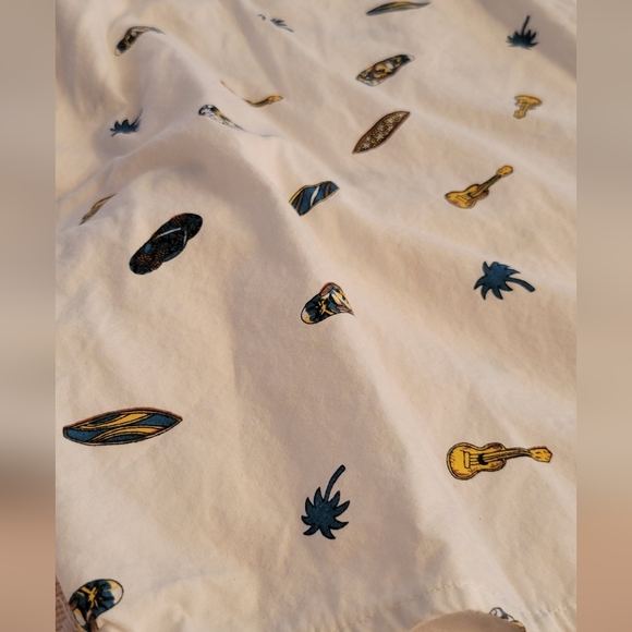 Mens White Dress Shirt Boca Classics Guitar Flip flops Surf board - Picture 3 of 8